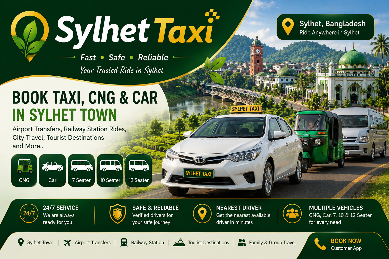 Sylhet Taxi - Taxi and CNG transportation service in Sylhet Bangladesh